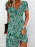 Women's Paisley Print V-Neck Short Sleeve Dress