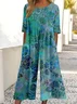 Women's H-Line Crew Neck Daily Going Out Casual Printing Floral Summer Ankle Pants Jumpsuit Romper