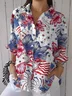 Women's Independence Day Floral Print Casual Shirt