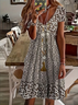 Women's Floral Print Casual V-Neck Short Sleeve Dress