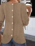 Cotton Plain Street Balloon Sleeve Blouse