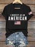 Women's I Identify As An American Printed T-shirt