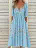 Holiday Half Button Pocket Hem Long Dress