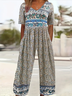 Women's H-Line V Neck Daily Going Out Casual Printing Floral Summer Ankle Pants Jumpsuit Romper