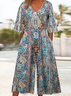 Women's H-Line V Neck Daily Going Out Casual Printing Floral Summer Ankle Pants Jumpsuit Romper