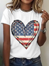 American Flag Heart Cotton T-Shirt