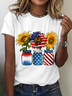 America Sunflower Cotton T-Shirt