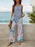 Women's Floral Print Casual Vest and Pants Two-Piece Set