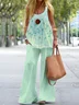 Ombre Loose U-Neck Vintage Two-Piece Set