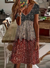 Women's Floral Print V-Neck Short Sleeve Dress