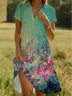Women's Floral Print Lapel Short Sleeve Dress