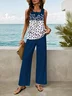 Women's Floral Print Casual Vest and Pants Two-Piece Set