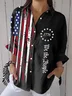 Vintage Flag Print Blouse