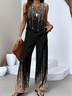 Casual Crew Neck Regular Fit Gradient Pattern Two-Piece Set