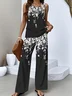 Crew Neck Casual Floral Regular Fit Two-Piece Set