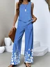 Crew Neck Floral Casual Regular Fit Two-Piece Set