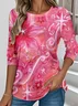 Floral Crew Neck Casual Jersey T-Shirt