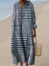 Women's simple striped geometric watercolor splash fluid art print flowy dress