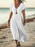 Casual Plain V Neck Maxi Dress