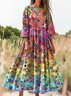 Loose Casual Crew Neck Gradient Pattern Dress