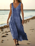 Women's Vintage Sleeveless V-Neck Dress