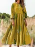 V Neck Loose Casual Floral Dress