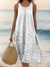 Floral Casual Cotton Dress With No
