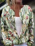 Crew Neck Floral Casual Loose Cardigan