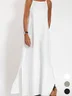 Women's Sleeveless Summer White Plain Split Joint Crew Neck Daily Going Out Vintage Maxi A-Line Tank Dress