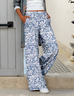Women's Casual Loose Pocket Print Trousers