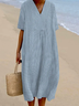 Casual Crew Neck Striped Regular Fit Dress With No