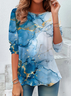 Women's Abstract Spring Print Casual Round Neck Long Sleeve Tunic T-Shirt