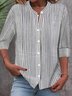 Women's Stand Collar Long Sleeve Striped Shirt
