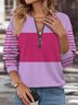 Women's Long Sleeve Front Center Zipper Sweatshirt