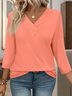 Cotton Casual V Neck Plain T-Shirt
