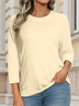 Women's Elegant Simple Commuter Round Neck Long Sleeve Daily T-Shirt Top