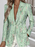 Regular Fit Lapel Collar Lady Romance Pop Art Print Blazer