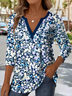 Print Casual V Neck Long Sleeve T-Shirt