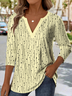 Print Casual V Neck Long Sleeve T-Shirt