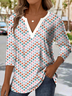 Print Casual V Neck Long Sleeve T-Shirt