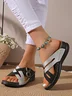 Contrast Stitching Summer Simple Pu Slide Sandals