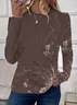 Women's Floral Print Casual Crew Neck Long Sleeve T-Shirt