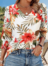Floral Casual Cotton T-Shirt