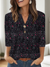 Floral Regular Fit Casual V Neck T-Shirt