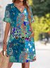 V Neck Regular Fit Casual Dress With No