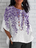 Women's Half Sleeve T-shirt Summer White Floral Crew Neck Daily Going Out Casual Top