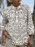 Floral Casual Loose Shawl Collar Shirt