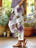 Women's  H-Line Baggy Pants Daily Going Out Pants White Casual Printing Floral Spring/Fall Pants