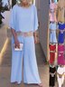 Women's Split Joint Plain Daily Going Out Two-Piece Set Pink Casual Summer Top With Pants Matching Set