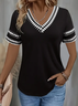 Women's Short Sleeve T-shirt Summer Black Geometric Printing V Neck Daily Going Out Casual Top